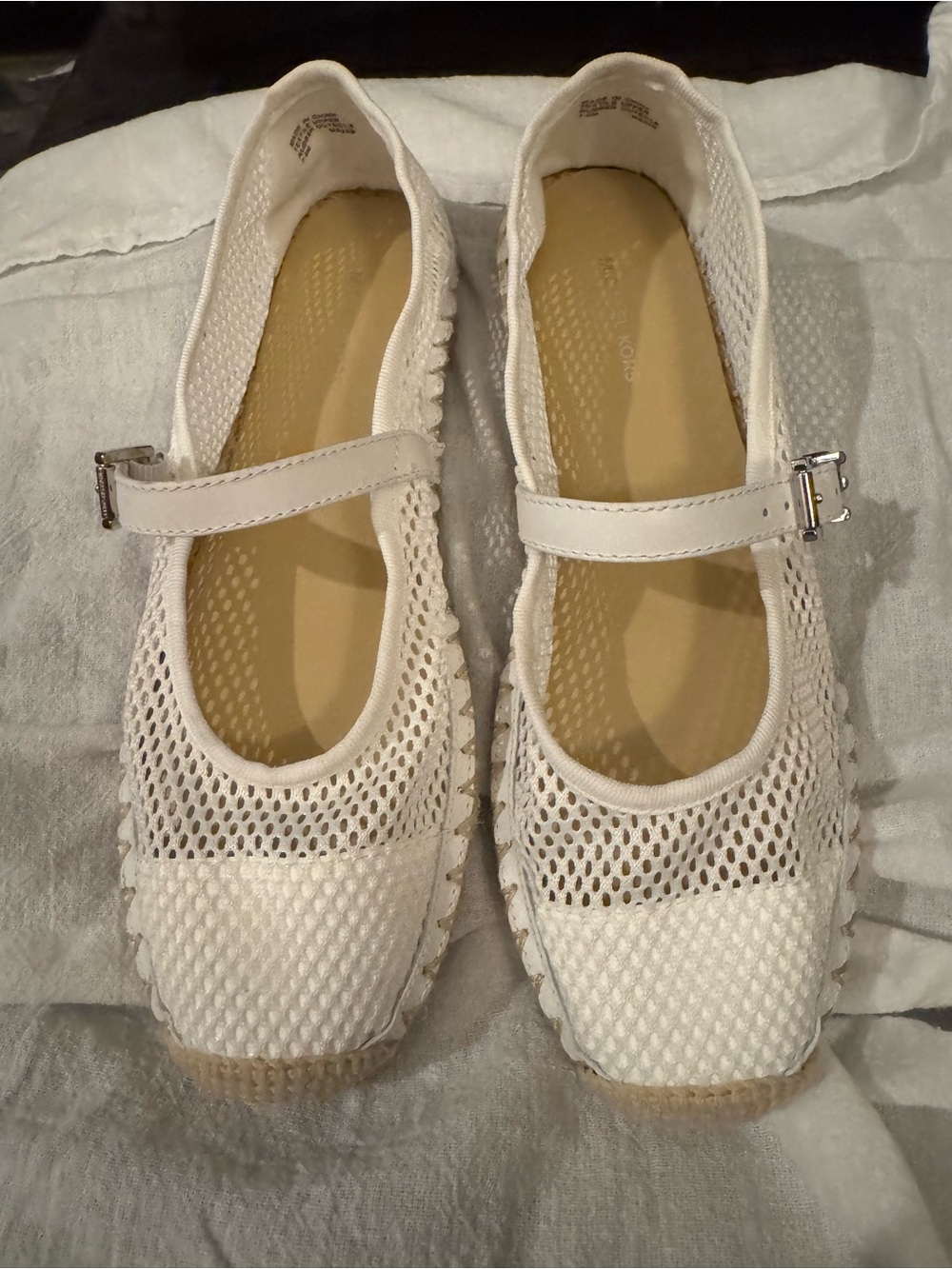 White Women's Mesh Mary Jane Flats